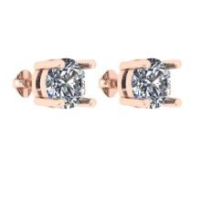 CERTIFIED 2 CTW ROUND F/SI1 DIAMOND (LAB GROWN Certified DIAMOND SOLITAIRE EARRINGS ) IN 14K YELLOW