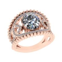1.53 Ctw SI2/I1 Diamond 14K Rose Gold Engagement Halo Ring (ALL DIAMOND ARE LAB GROWN)