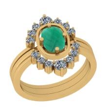 1.40 Ctw VS/SI1 Emerald And Diamond 14K Yellow Gold Anniversary Ring