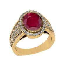 3.00 Ctw VS/SI1 Ruby and Diamond 14K Yellow Gold Vintage Style Ring (ALL DIAMOND ARE LAB GROWN DIAMO