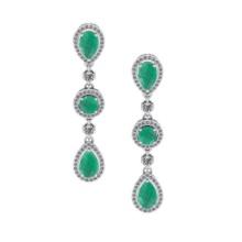 4.93 CtwVS/SI1 Emerald And Diamond 14K White Gold Dangling Earrings( ALL DIAMOND ARE LAB GROWN )