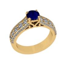 1.91 Ctw VS/SI1 Blue Sapphire and Diamond 14K Yellow Gold Engagement Ring(ALL DIAMOND ARE LAB GROWN)