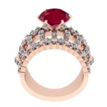 4.90 Ctw VS/SI1Ruby and Diamond 14K Rose Gold Engagement Ring (ALL DIAMONDS ARE LAB GROWN)