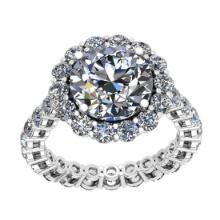 4.50 Ctw SI2/I1 Diamond 14K White Gold Engagement Halo Ring(ALL DIAMOND ARE LAB GROWN)