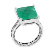 2.45 Ctw VS/SI1 Emerald and Diamond 14K White Gold Engagement Ring(ALL DIAMOND ARE LAB GROWN)