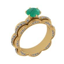 3.35 Ctw VS/SI1Emerald and Diamond 14K Yellow Gold Engagement Ring (ALL DIAMONDS ARE LAB GROWN)