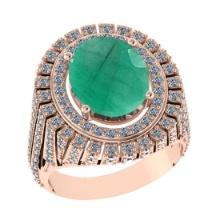 3.92 Ctw VS/SI1 Emerald and Diamond 14K Rose Gold Vintage Style Ring (ALL DIAMOND ARE LAB GROWN DIAM