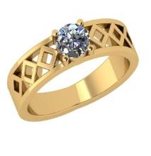 CERTIFIED 0.91 CTW H/VS1 ROUND (LAB GROWN Certified DIAMOND SOLITAIRE RING ) IN 14K YELLOW GOLD