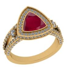 2.99 Ctw VS/SI1 Ruby And Diamond 14K Yellow Gold Cocktail Ring