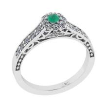 0.55 Ctw VS/SI1 Emerald and Diamond 14K White Gold Engagement Ring(ALL DIAMOND ARE LAB GROWN)