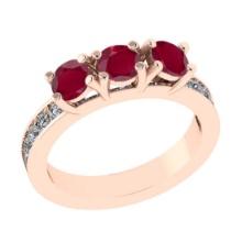 1.25 Ctw VS/SI1 Ruby and Diamond 14K Rose Gold Engagement Ring (ALL DIAMOND ARE LAB GROWN)