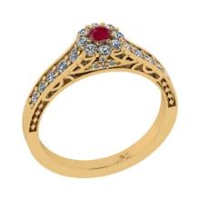 0.55 Ctw VS/SI1 Ruby and Diamond 14K Yellow Gold Engagement Ring(ALL DIAMOND ARE LAB GROWN)