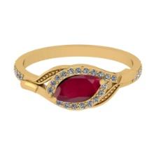 0.57 Ctw VS/SI1 Ruby And Diamond 14K Yellow Gold Engagement Ring
