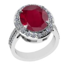 5.55 Ctw VS/SI1 Ruby And Diamond 14K White Gold Engagement Ring