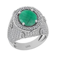 7.00 Ctw VS/SI1 Emerald And Diamond 14K White Gold Engagement Ring