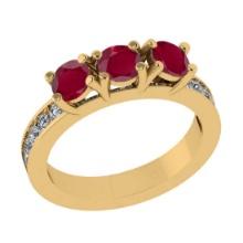 1.25 Ctw VS/SI1 Ruby and Diamond 14K Yellow Gold Engagement Ring (ALL DIAMOND ARE LAB GROWN)