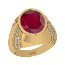 5.15 Ctw VS/SI1 Ruby And Diamond 14K Yellow Gold Engagement Ring