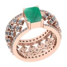1.22 Ctw VS/SI1 Emerald And Diamond 14K Rose Gold Engagement Halo Ring