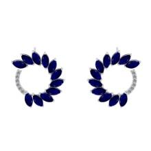 3.18 Ctw VS/SI1 Blue Sapphire And Diamond 14K White Gold Earrings (ALL DIAMOND ARE LAB GROWN )