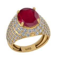 6.72 Ctw VS/SI1 Ruby And Diamond 14K Yellow Gold Engagement Ring