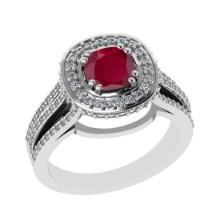 1.81 Ctw VS/SI1 Ruby and Diamond 14k White Gold Engagement Halo Ring (LAB GROWN)