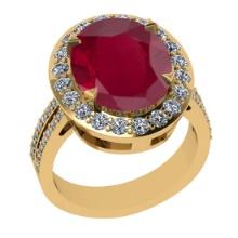 5.55 Ctw VS/SI1 Ruby And Diamond 14K Yellow Gold Engagement Ring