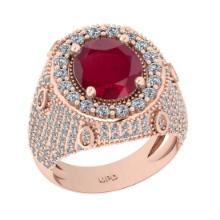 7.00 Ctw VS/SI1 Ruby And Diamond 14K Rose Gold Engagement Ring