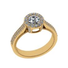 1.25 Ctw SI2/I1 Diamond 14K Yellow Gold Engagement Halo Ring (ALL DIAMOND ARE LAB GROWN)