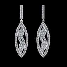 3.52 Ctw VS/SI1 Diamond 10K White Gold Dangling Earrings