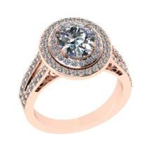 2.88 Ctw VS/SI1 Diamond Prong Set 14K Rose Gold Engagement Ring