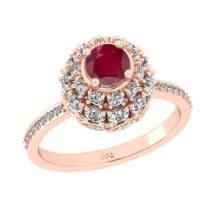 2.00 Ctw VS/SI1 Ruby and Diamond Prong Set 14K Rose Gold Engagement Ring