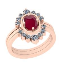 1.40 Ctw VS/SI1 Ruby And Diamond 14K Rose Gold Anniversary Ring