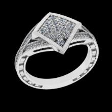 0.56 Ctw VS/SI1 Diamond Prong Set 18K White Gold Cluster Engagement Ring