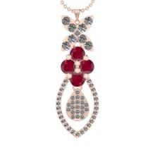 19.90Ctw VS/SI1 Ruby and Diamond 14K Rose Gold Necklace(ALL DIAMOND ARE LAB GROWN )
