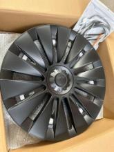 New 21" Tesla Matte Black Wheel Covers Caps - Set of 4