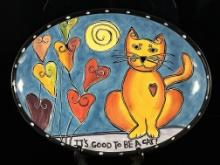 Happy Cat by Outi "IT'S GOOD TO BE A CAT" Footed Oval Dish