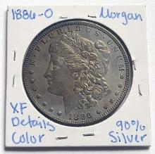 1886-O Morgan Silver Dollar XF Rainbow Tone