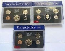 (3) 1971 United States Mint Proof Sets (15-coins)
