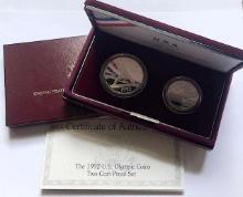 1992 U.S. Mint Olympics Proof Silver Dollar Commemorative Set (2-coins)