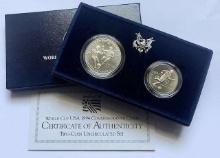 1994 U.S. Mint World Cup UNC Silver Dollar Commemorative Set (2-coins)