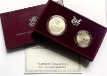 1992 U.S. Mint Olympics Uncirculated Silver Dollar Commemorative Set (2-coins)