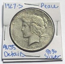 1927-S Peace Silver Dollar AU55