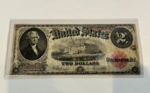 1917 Series Two Dollar Red Seal Note - Thomas Jefferson Bill