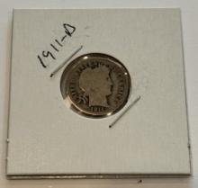 1911-D Liberty Head Barber Dime Coin