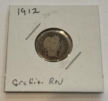 1912 Liberty Head Barber Dime Coin