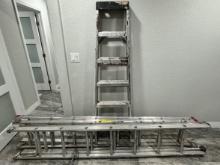3 Folding aluminum ladders