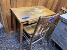 Small Wooden Desk with Chair