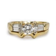 14K Gold Diamond Ring Set Size - 6.25