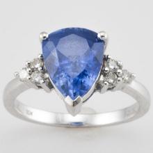 10K White Gold Synthetic Sapphire and 0.15ct