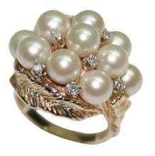 14K Gold 0.14 ct Diamond and Cultured Pearl
